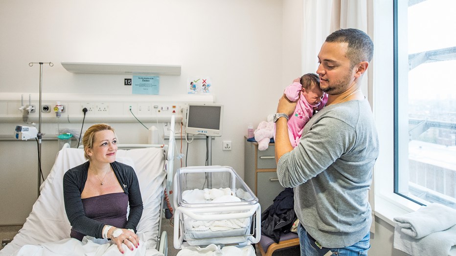Patients welcoming a new arrival at the Royal London Hospital Patients welcoming a new arrival at the Royal London Hospital
