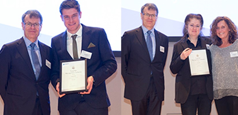 Oliver Beech, Environmental and Communities advisor collects the Communities award on behalf of the M1 Junction 19 project team, Issy Maxwell, Senior HR Business Partner and Karen Bryant, HR Business Partner, collecting the Inclusion award Oliver Beech, Environmental and Communities advisor collects the Communities award on behalf of the M1 Junction 19 project team, Issy Maxwell, Senior HR Business Partner and Karen Bryant, HR Business Partner, collecting the Inclusion award