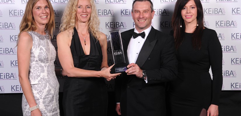 Jenny Coleville, Kent County Council (pictured far left) and Rachael Baldwin (pictured far right) presenting the KEiBA award to Craig Nimmo and Alison Clarke from Canterbury College Jenny Coleville, Kent County Council (pictured far left) and Rachael Baldwin (pictured far right) presenting the KEiBA award to Craig Nimmo and Alison Clarke from Canterbury College