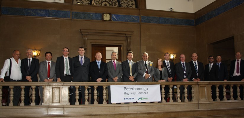 The Skanska and Peterborough City Council team at the contract signing ceremony in Peterborough Town Hall. The Skanska and Peterborough City Council team at the contract signing ceremony in Peterborough Town Hall.