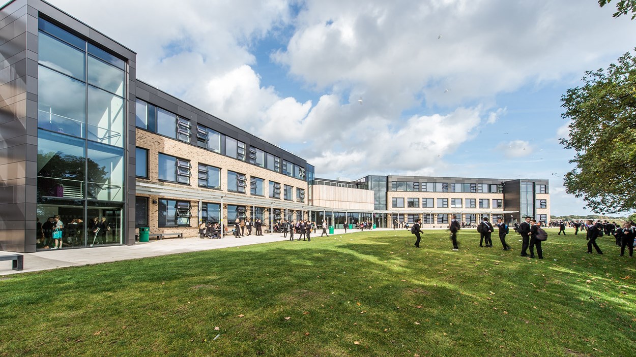 The exterior of Woodlands School in Basildon, which was built by Skanska