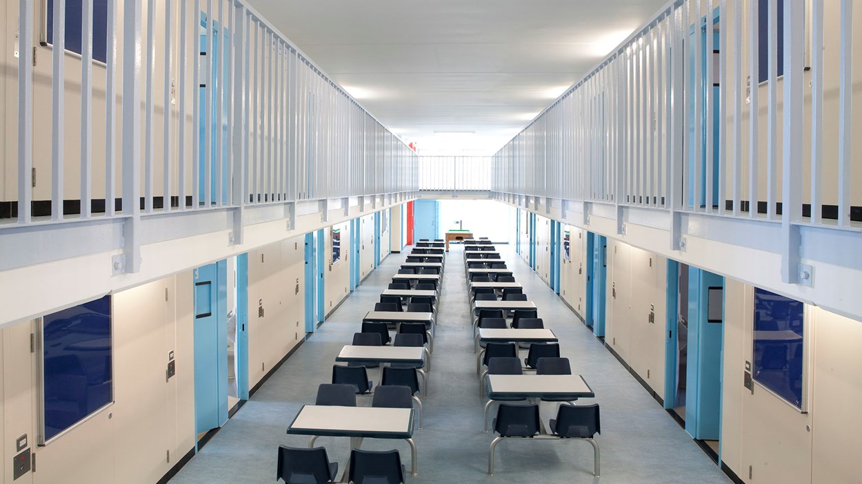 The interior of a jail, built and fitted out by Skanska