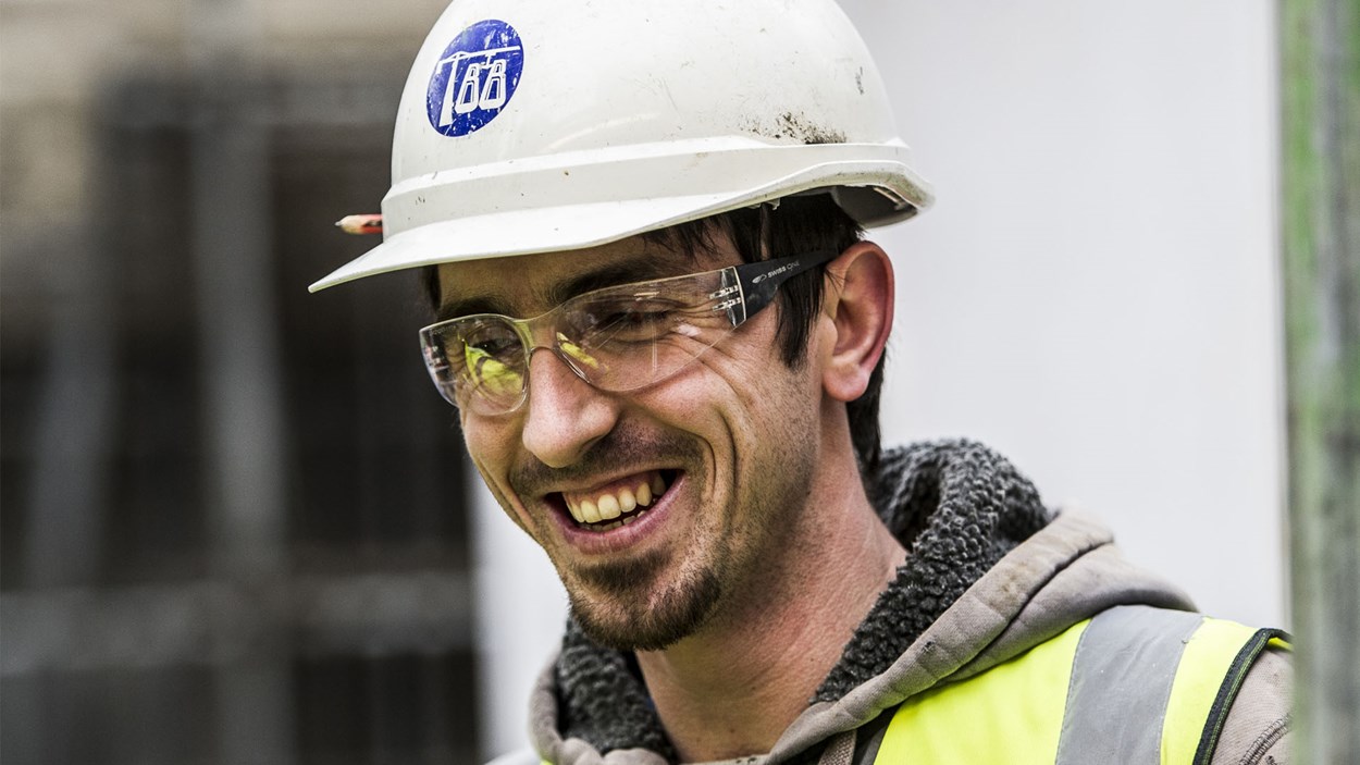 A man at work at a Skanska site