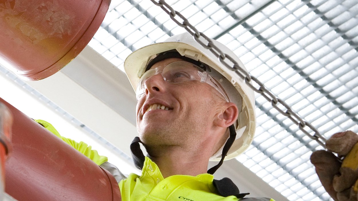 A Skanska engineer at a fit out project