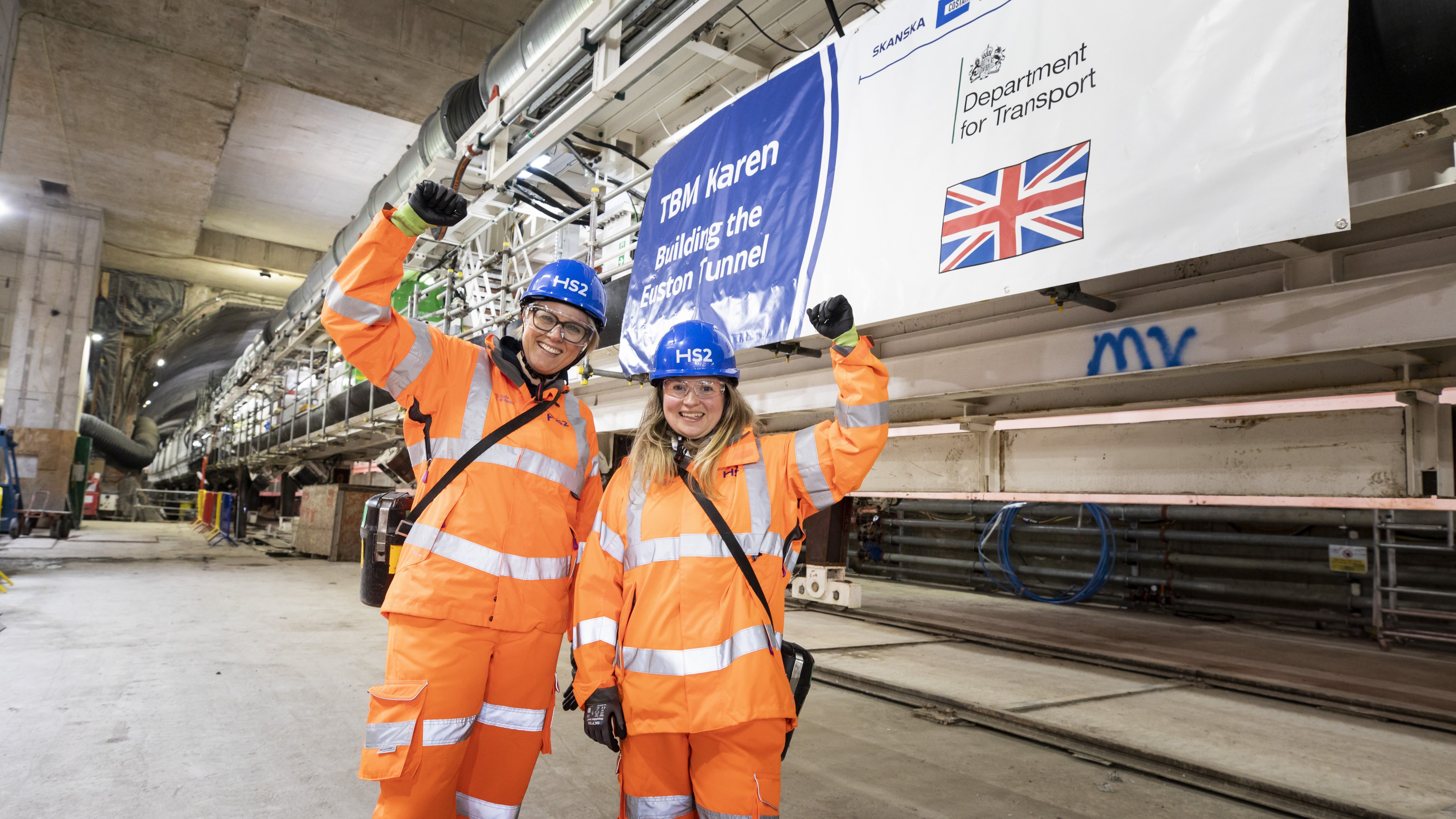 Train drivers Vicky & Hayleigh at the launch of TBM Karen