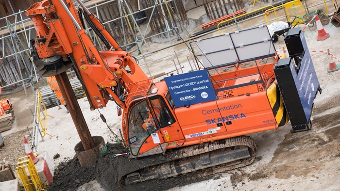 ULEMCo and Skanska pioneer the first real world use of hydrogen dual-fuel piling rig