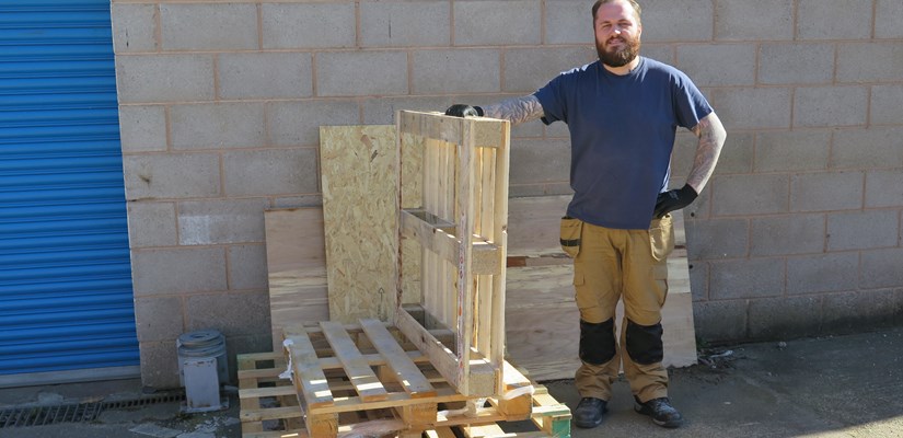 Mitchell Martin found an environmentally-friendly was to dispose of wooden pallets on his project. Mitchell Martin found an environmentally-friendly was to dispose of wooden pallets on his project.