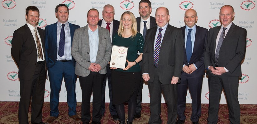 The Skanska Worthy Down camp team with its Considerate Constructors Scheme Gold award. The Skanska Worthy Down camp team with its Considerate Constructors Scheme Gold award.
