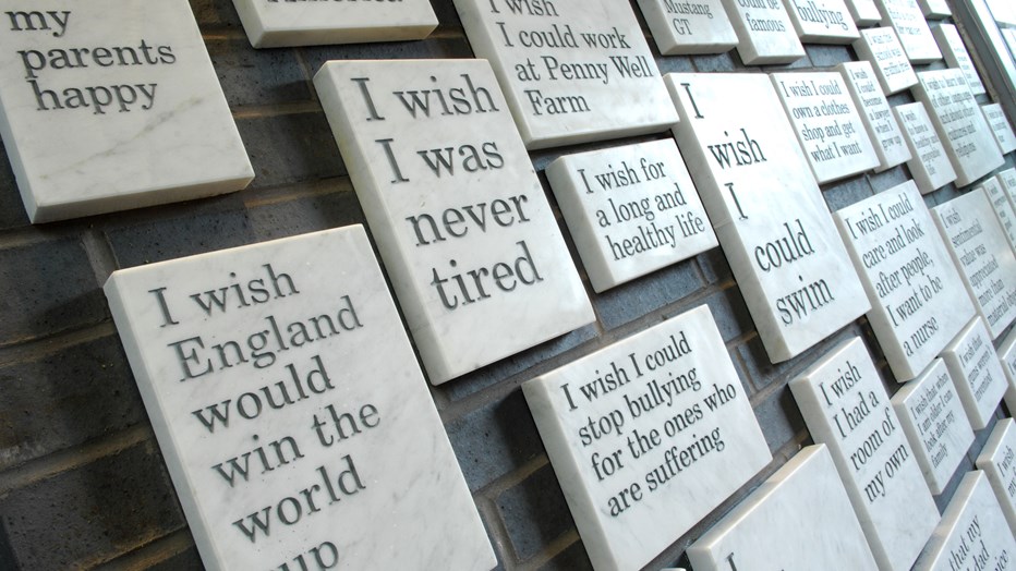 The Wishing Wall in the reception are at Bristol Brunel Academy The Wishing Wall in the reception are at Bristol Brunel Academy