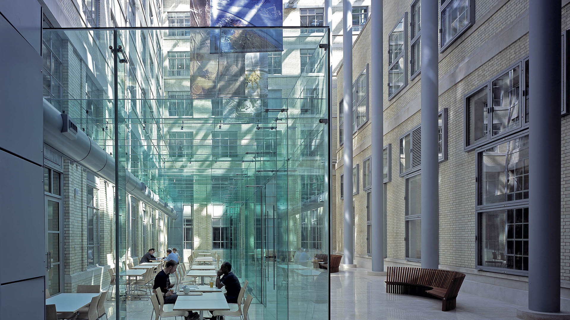 Enclosed courtyards were created within the MOD Whitehall building
