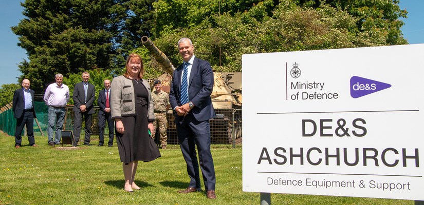 Skanska secures £259 million contract to redevelop army vehicle storage facility A group of people at the site of the vehicle storage facility at Ashchurch