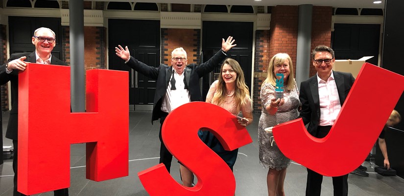 Award winners (l-r): Neil Allen (Barts Health NHS Trust Waste Manager), Liam Hogg (Skanska Head of Waste), Katerina Tzafilkou (Skanska Graduate Waste Manager), Karen Hogg (MD Sust-N Ltd - Skanska's behavioural change partner) and Rob Speight (Barts Health NHS Trust Associate Director of Estates).