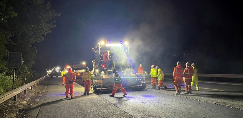 The trial material is laid on the M11 The trial material is laid on the M11