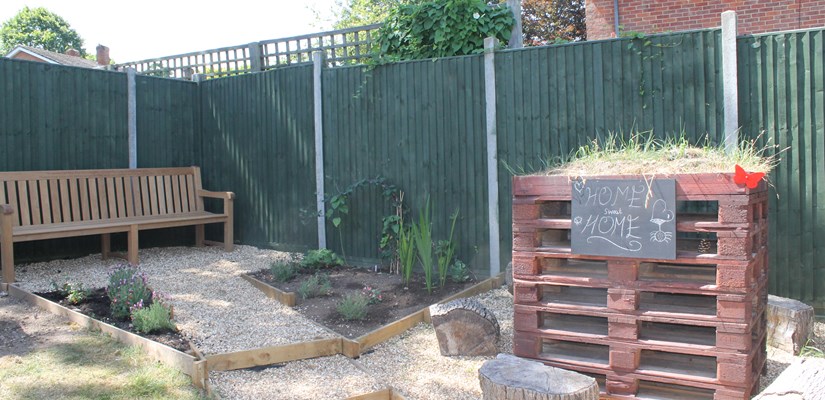 A bug hotel created from project site pallets A bug hotel created from project site pallets