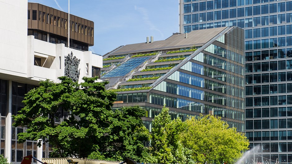 The outside of the top floor of Moorgate Exchange