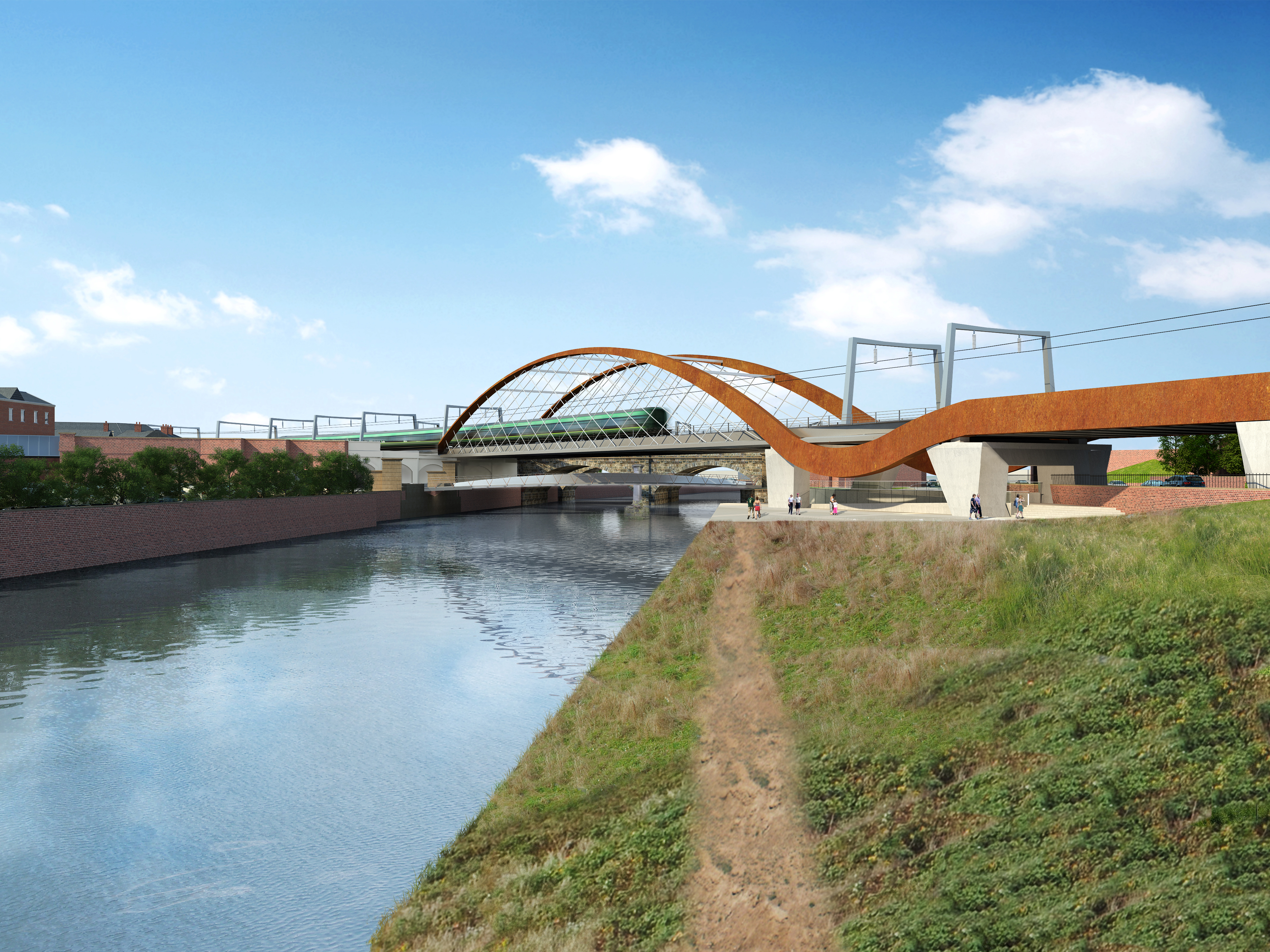 Ordsall Chord network arch bridge. CGI credit: Network Rail.