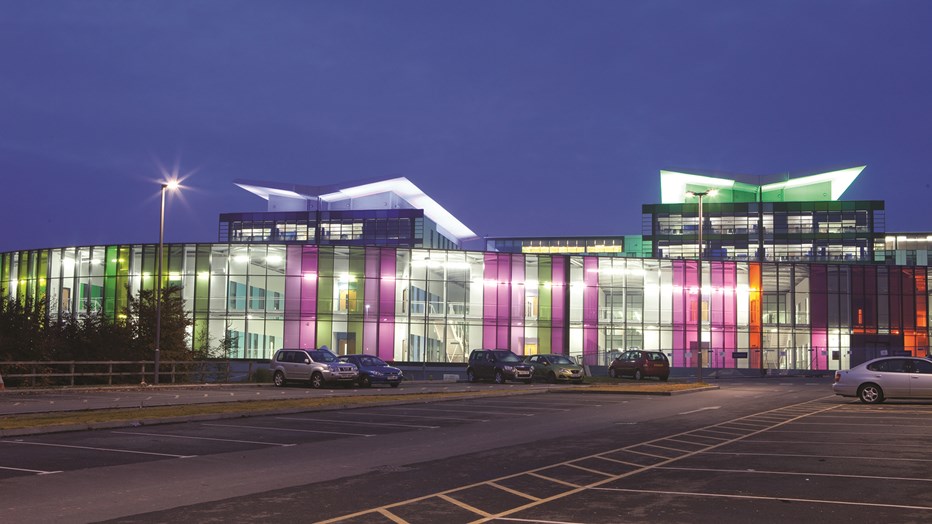 King’s Mill Hospital main entrance at night