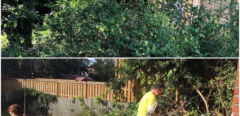 Before and after the team tidied the garden at the Move On Centre, Enfield Before and after the team tidied the garden at the Move On Centre, Enfield