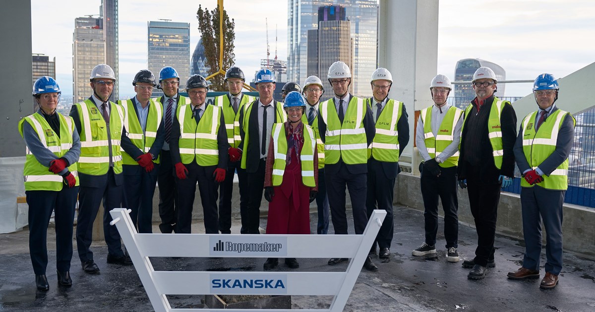 Ropemaker development celebrates topping out as construction approaches ...