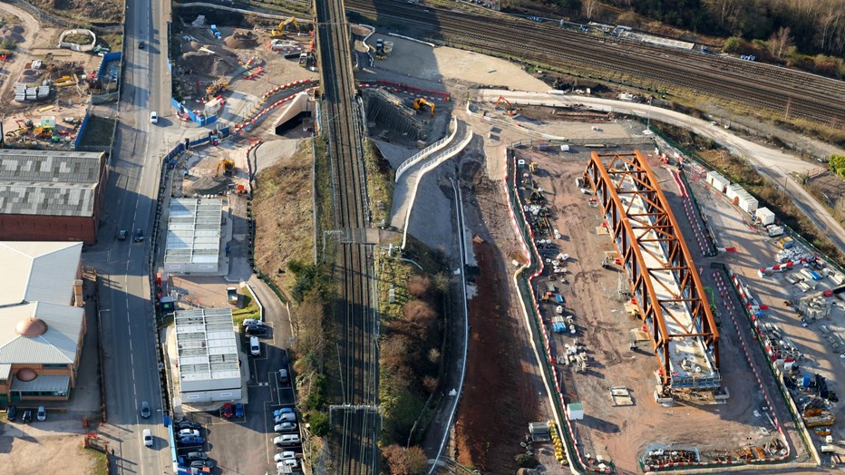 Helicopter shot of pre assembled SAS 13 bridge Helicopter shot of pre assembled SAS 13 bridge