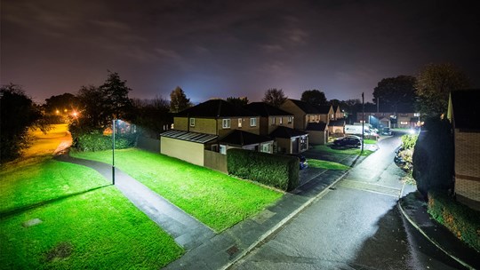 Sustainable Low Energy Cost Efficient Exterior Lighting Gloucester Street Lighting After Dark