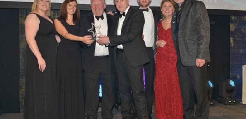 Members of the Skanska team collected the award together with Fiona Daly (Head of Sustainability at Barts Health NHS Trust), Julie Kortens (Chairman of BIFM) and Simon Evans (comedian and host)