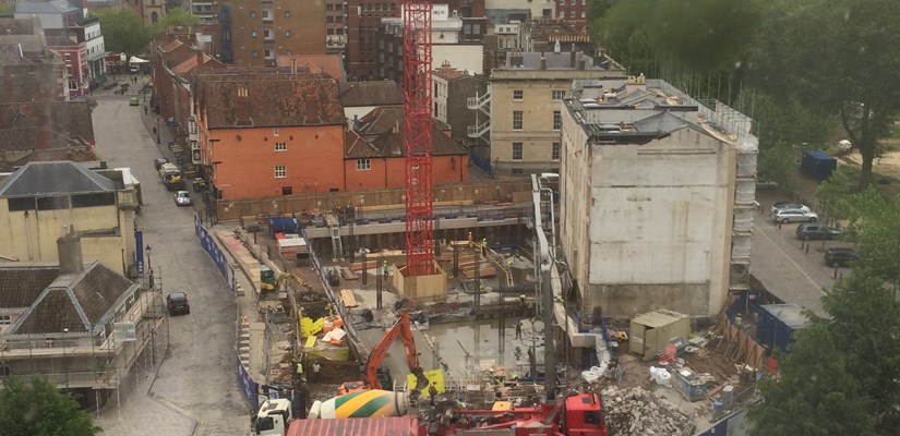 Pictured is the newly erected tower crane at 66 Queen Square, one of Skanska's landmark commercial development schemes in the UK. Pictured is the newly erected tower crane at 66 Queen Square, one of Skanska's landmark commercial development schemes in the UK.