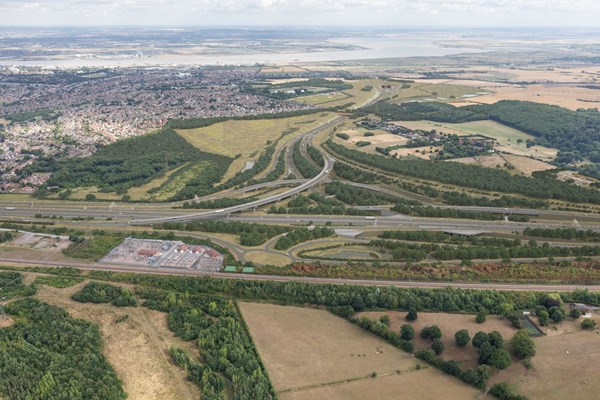 overhead shot of Lower Thames Crossing and A2 M2 junction